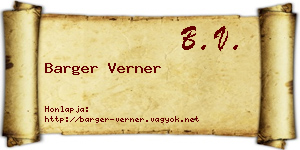 Barger Verner névjegykártya